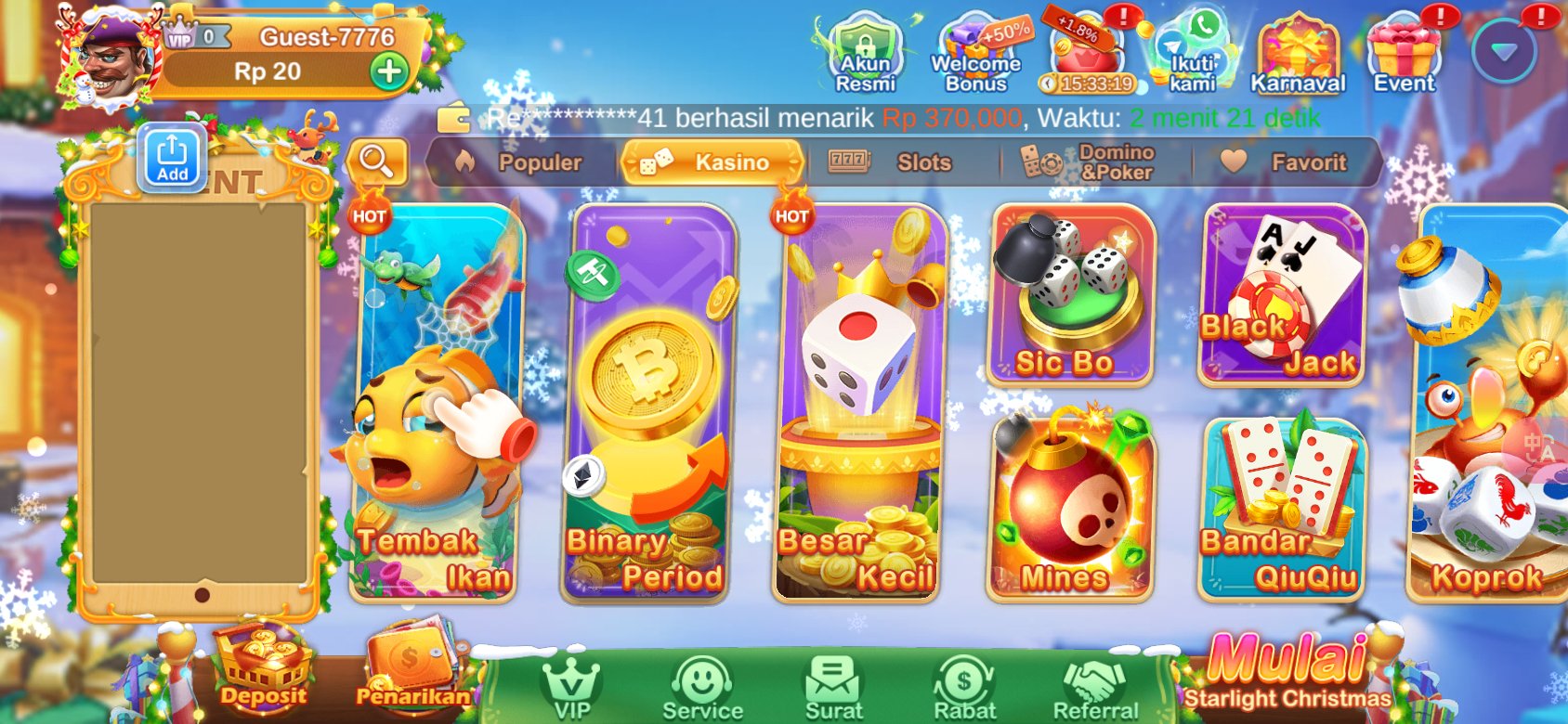 Game kasino populer seperti Tembak Ikan dan Sic Bo tersedia di K3K3 2 4 4911 O.